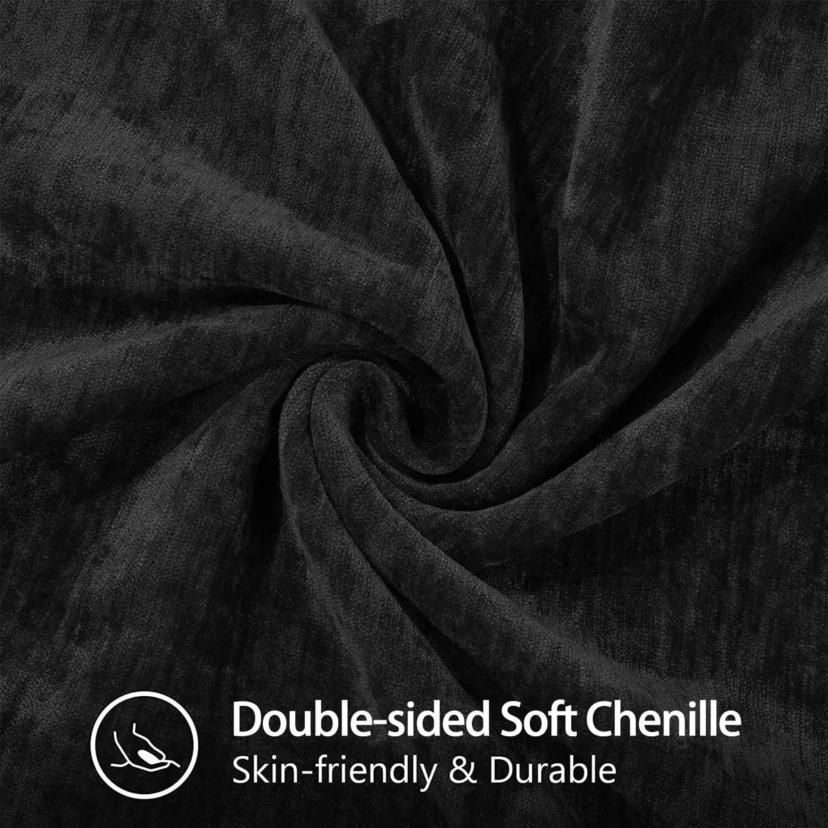 Black Chenille Cushion Cover with Stitched Edge