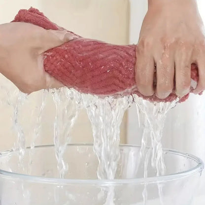 5-Piece Coral Fleece Lucky Grid Towel Set — Quick-Drying