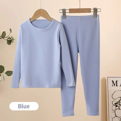 2-Piece Children's Thermal Underwear Suit Boys' Autumn Clothes And Trousers Padded Cotton Sweater Girls' Casual Joker Home Cloth