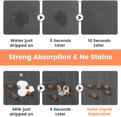 Absorbent Pet Feeding Mat — Waterproof Non-Slip Placemat for Dog & Cat Food Bowls