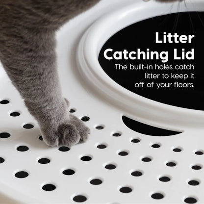 Large Top Entry Cat Litter Box — Litter Catching Lid, Scoop & Enclosed Design for Easy Cleanup