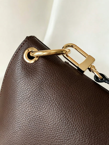 Caramel Brown Leather Triangle Bucket Bag, Multi-Way