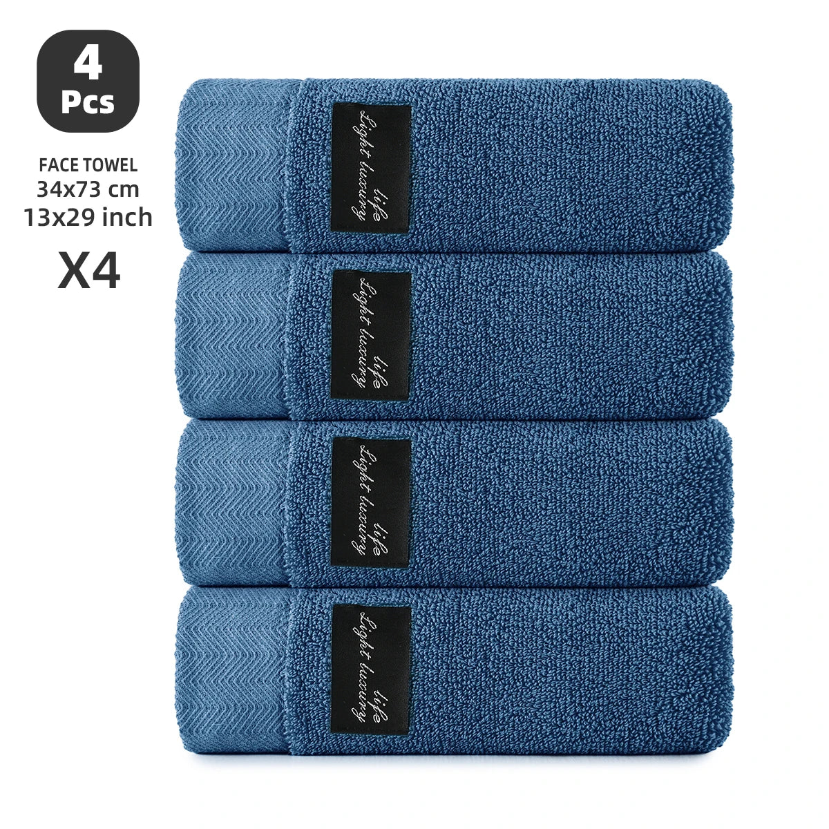 4-Pack 100% Cotton Towels, Soft & Comfortable, High Water Absorbency, Hair-Drying