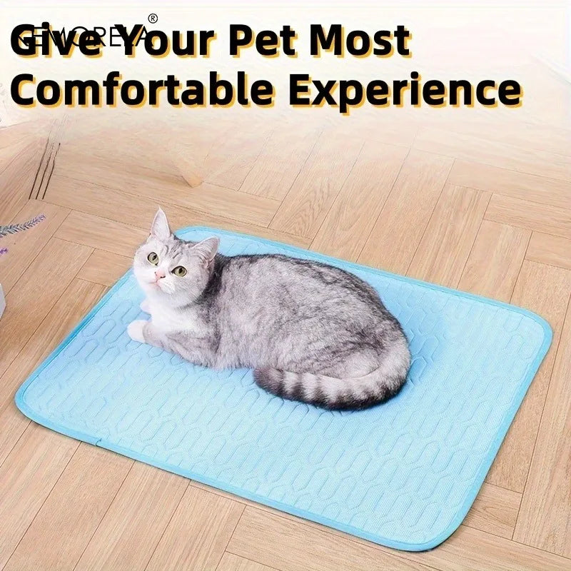 Ice-Cool Pet Cooling Mat & Bed — Breathable Sweat-Absorbent Fabric for Small, Medium & Large Pets