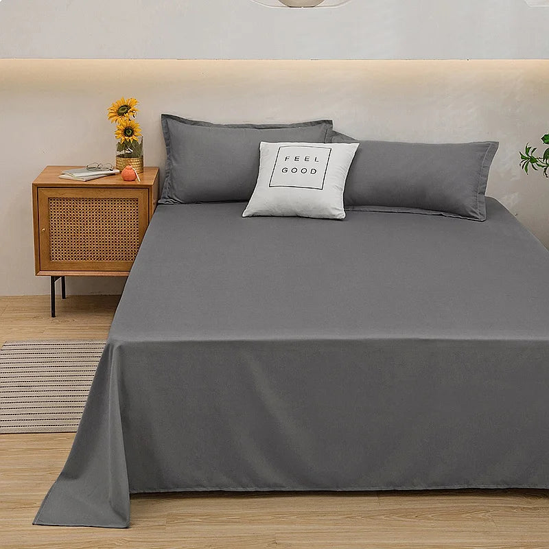 One Solid Color Simple Sheet Machine Washable Single Double Bed Linen Student Dormitory Sheet