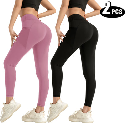 2-Pack Women’s High Waist Butt Lifting Seamless Yoga Leggings