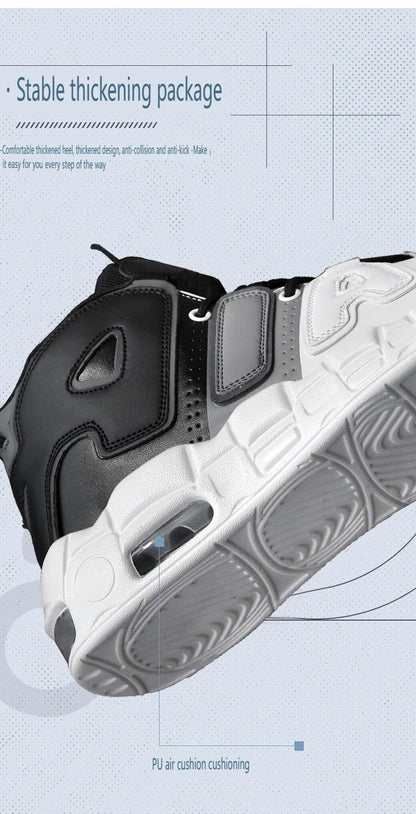 New Large-sized High-top Men's Shoes, Lightweight and Anti-slip Air Cushioned Sports Running Shoes, Casual Basketball Shoes