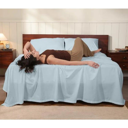 100% Cotton Percale Sheets Crisp Cooling Summer Bed Sheets for Hot Sleepers, Deep Pocket 14", Soft Peach Finish, Breathable and