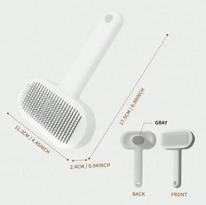 Self-Cleaning Slicker Brush, One-Button Hair Release