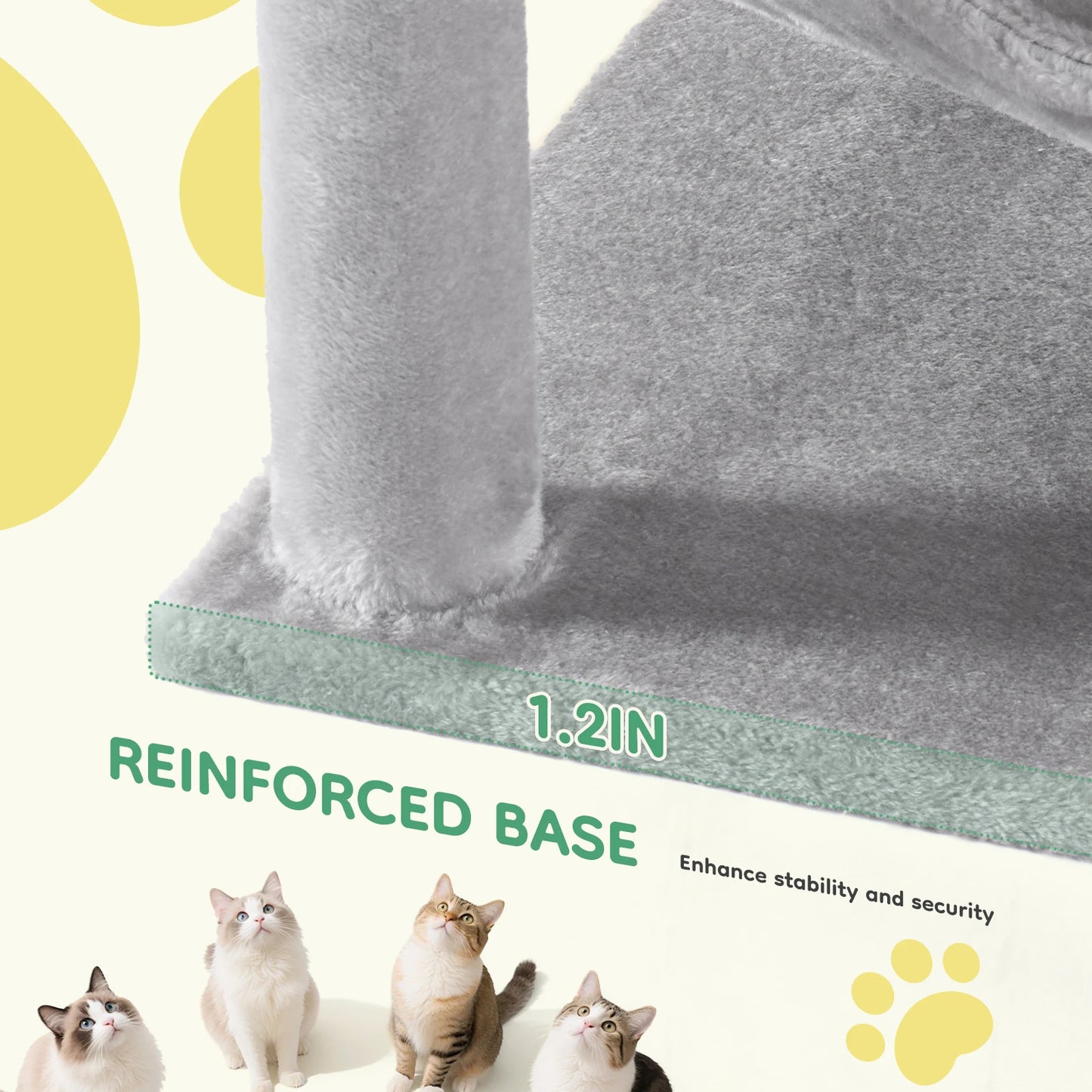 44" Tall Cat Tree & Climbing Tower — Natural Sisal Scratching Posts & Indoor Cat House