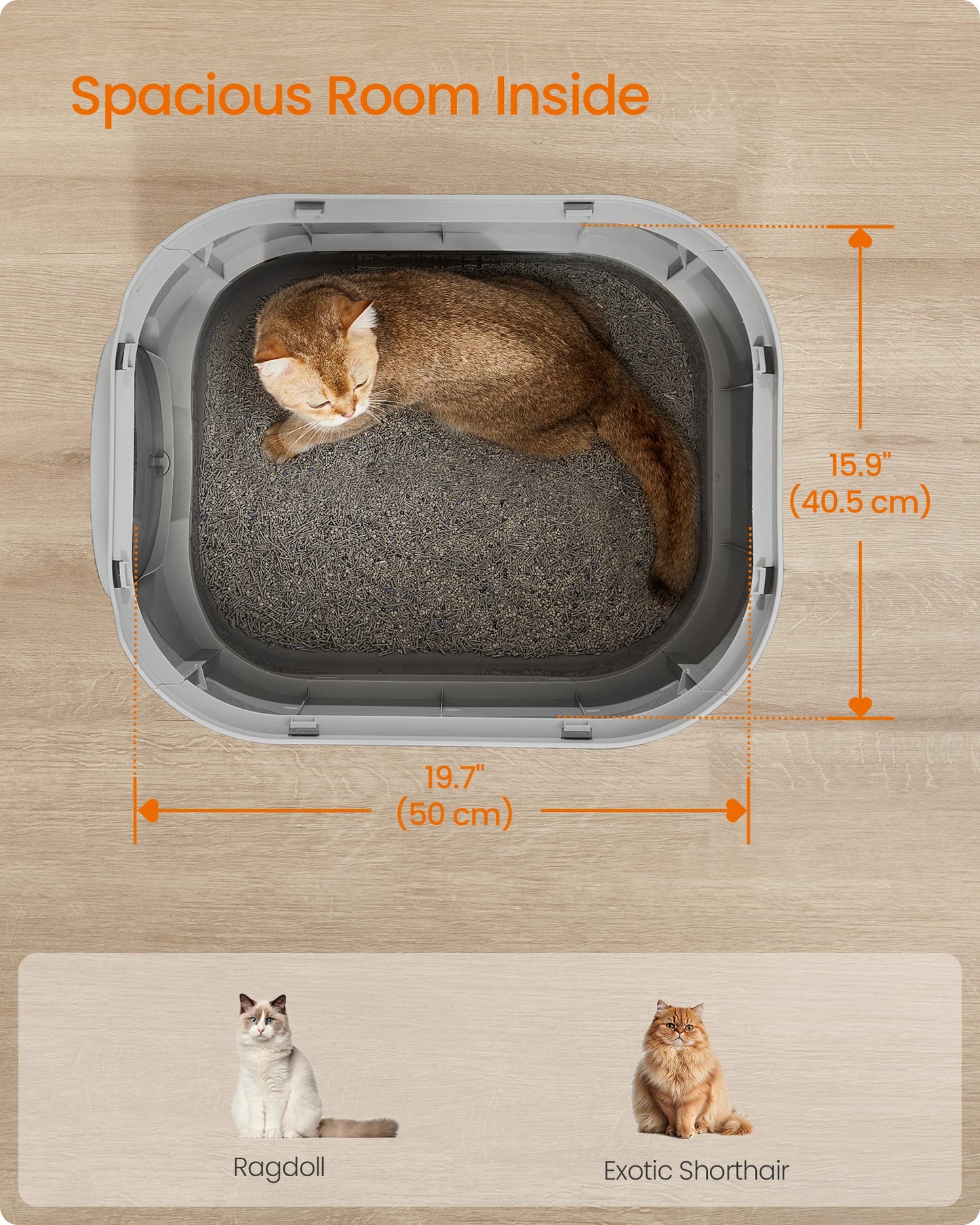 Feandrea XL Enclosed Cat Litter Box with Lid — Slide-Out Tray, Scoop & Brush, Anti-Tracking