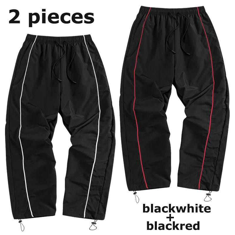 Men's Trendy Sporty Pants with Lines Gym Workout Running Trousers with Side Pockets Athletic Quick-Dry Breathable Sweatpants
