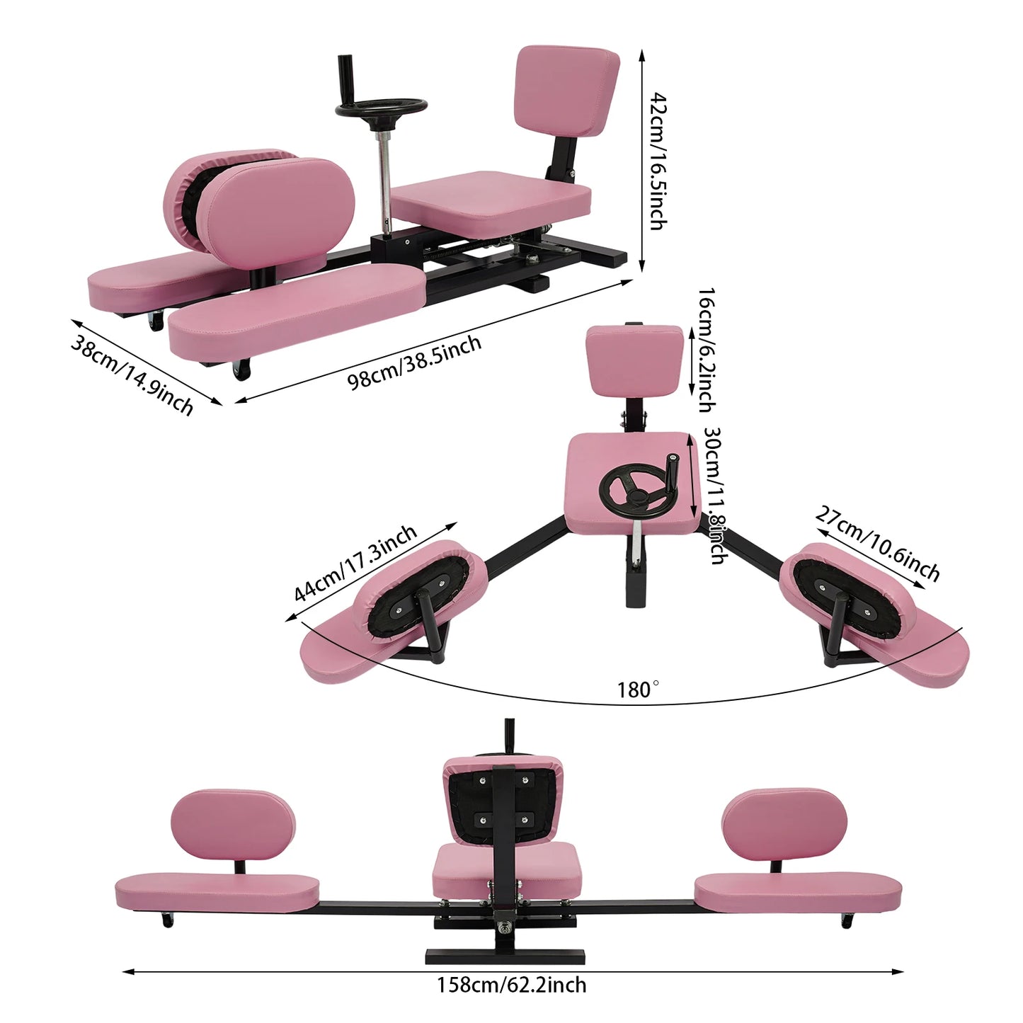 Adjustable Split Machine Heavy Duty Leg Stretcher with Wheels & Cushion for Dance Yoga Home Gym