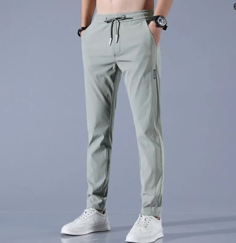 Men's Ice Silk Quick Dry Casual Pants — Slim Fit Korean Sports Straight Trousers