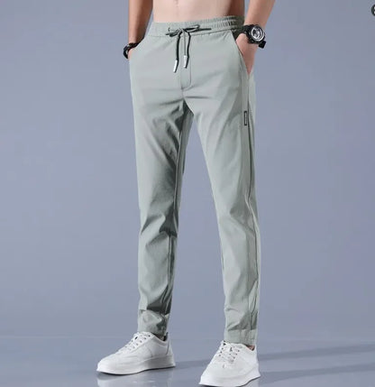 Men's Ice Silk Quick Dry Casual Pants — Slim Fit Korean Sports Straight Trousers