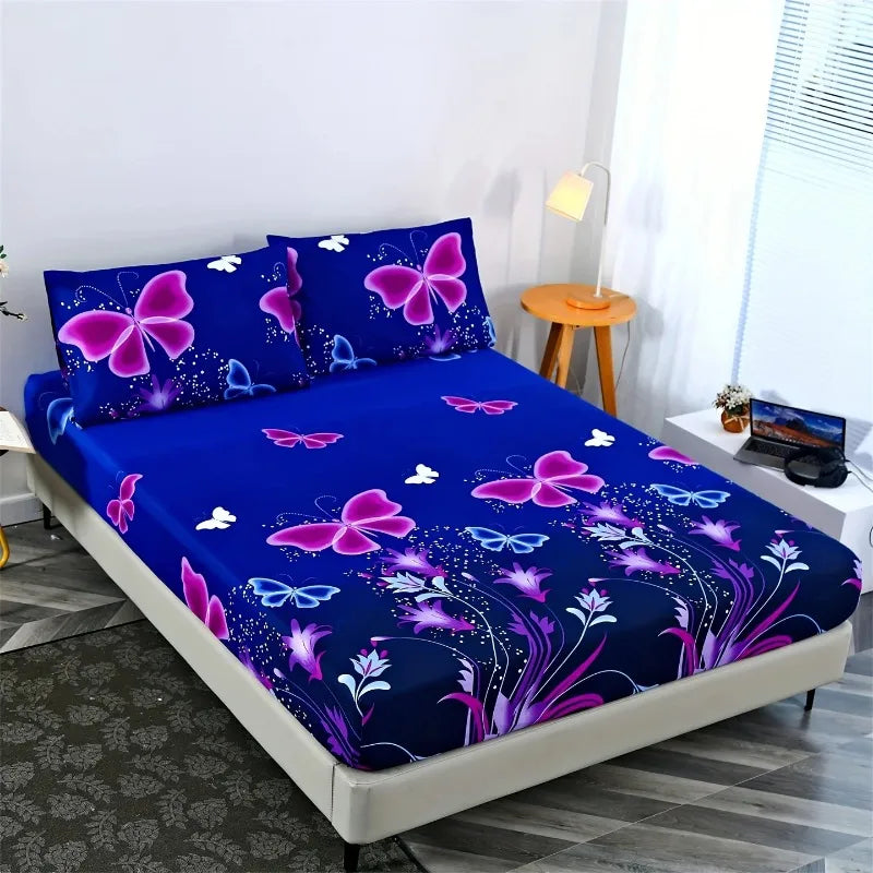3-Piece Print Bedding Set with Fitted Sheet
