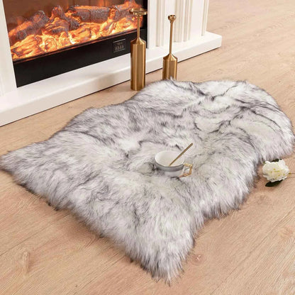 Soft Shaggy Faux Fur Rug Non-Slip Floor Mat 60x90CM Extra Thick Plush Bedroom Rug for Living Room Warm Carpet Machine Washable