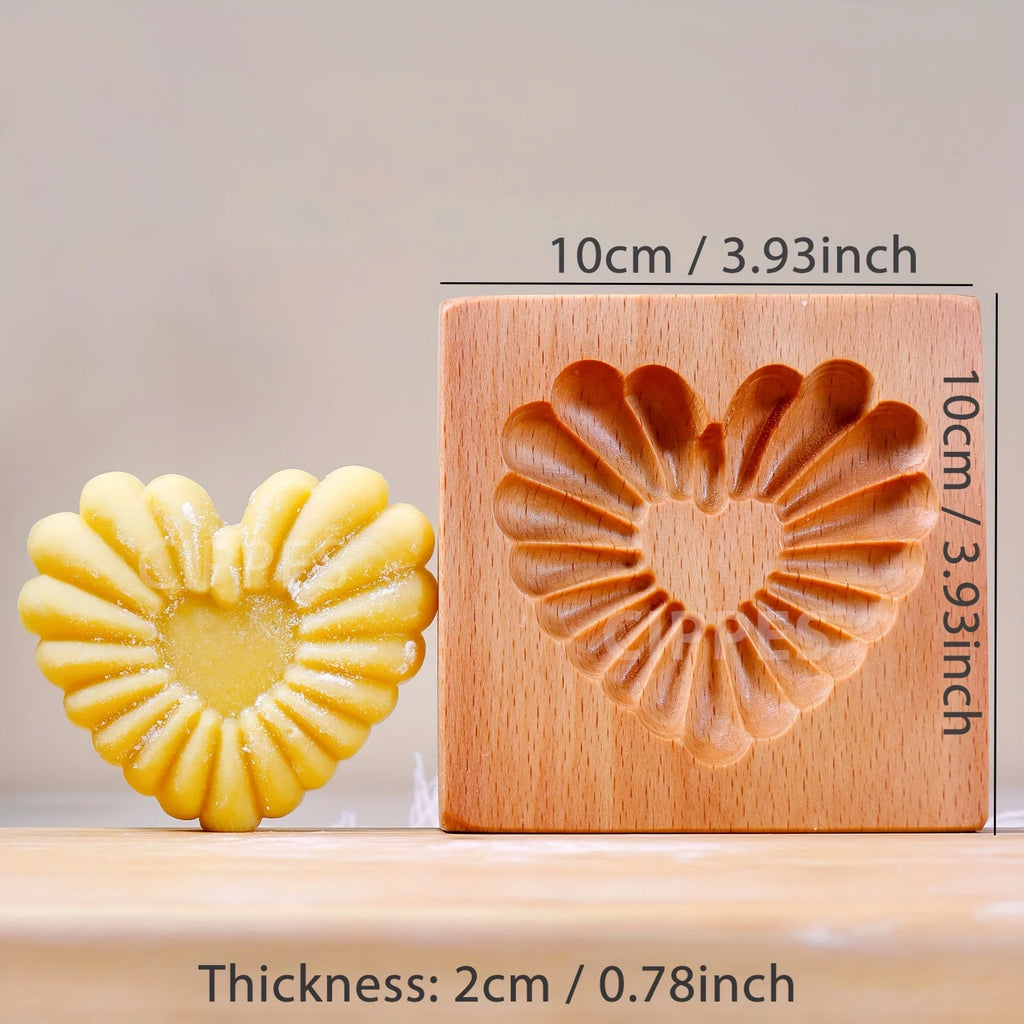 Fondant Cake Decoration Tools Embossed Wooden Cookie Cutter Hand Press Carved Jam Cookie Molds 3D Reusable Biscuit Molds Bakery