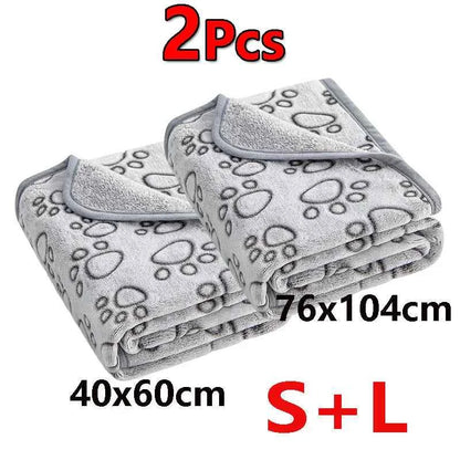 2PCS Soft Fluffy High Quality Pet Blanket Cute Cartoon Pattern Paw Print Dog  Pet Mat Warm and Comfortable Blanket for Cat Dogs