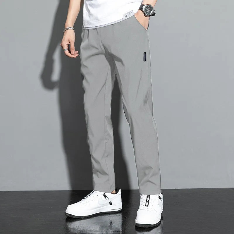 Men's Business Casual Straight Leg Sweatpants — Elastic Breathable Outdoor Pants