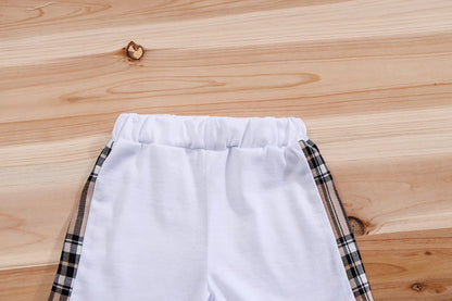 Checked Bear Print Tee & Shorts 2-Piece Set