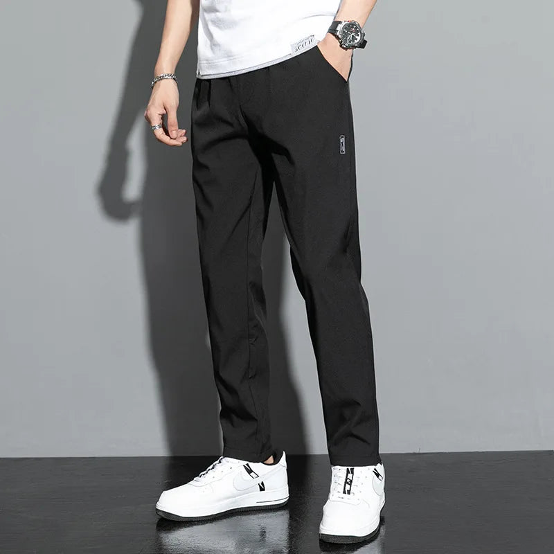Men's Business Casual Straight Leg Sweatpants — Elastic Breathable Outdoor Pants