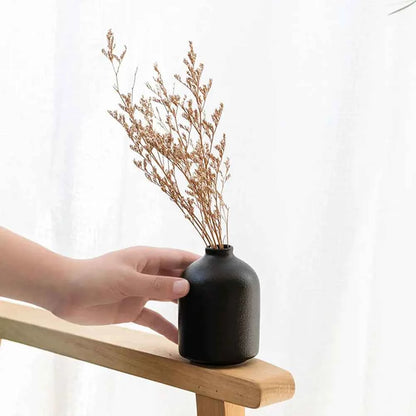 1Pcs Simple Ceramics Vase Chic Flower Holder Material Home Decoration Black Ceramics Flower Vase Home Supply