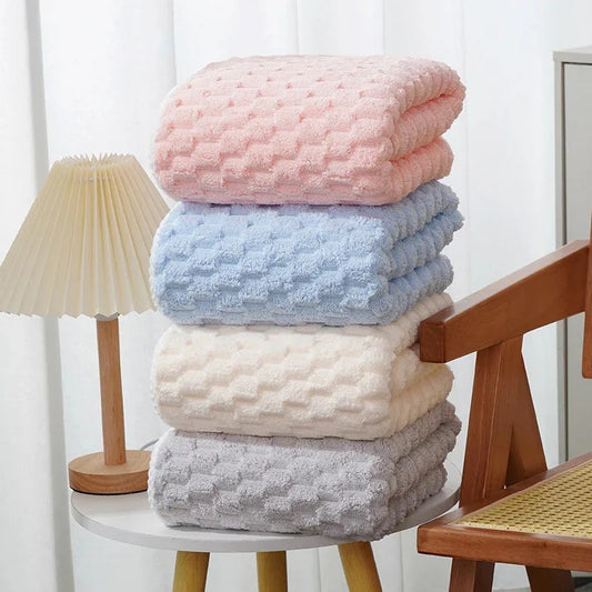 Coral Velvet Bath Towel, Thick Quick-Dry Microfiber