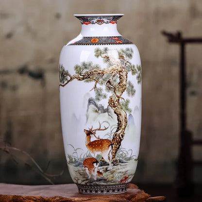Jingdezhen Ceramic Vase — Vintage Chinese Traditional Animal Design Fine Porcelain Home Decor