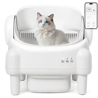 Open-Top Self-Cleaning Cat Litter Box — 15L Bin, APP Control & 7-Sensor Safety for Multi-Cats