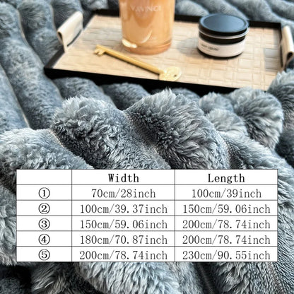 Luxurious Faux Rabbit Fur Throw Blanket Super Soft Thickened Flannel All-Season Multifunctional for Sofa Bed Travel Pet