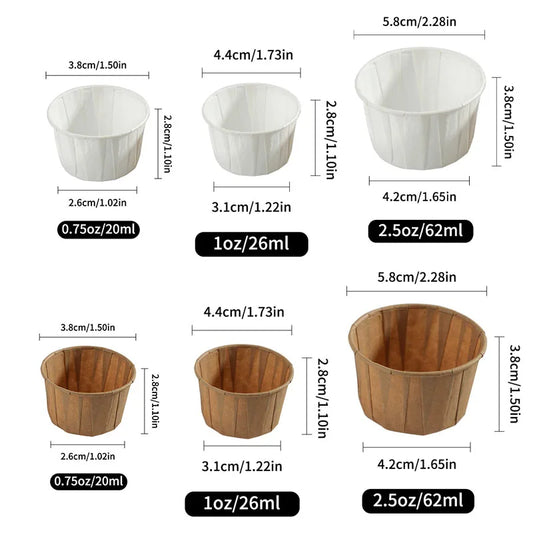 100 coupelles jetables en papier | Mini-gobelets de 22/30/75 ml pour pilules, sauces et dégustation alimentaire