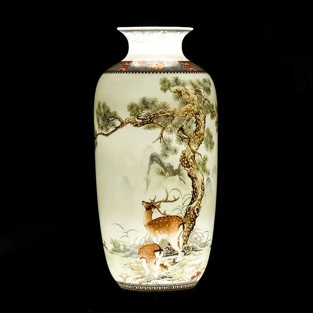 Jingdezhen Ceramic Vase — Vintage Chinese Traditional Animal Design Fine Porcelain Home Decor