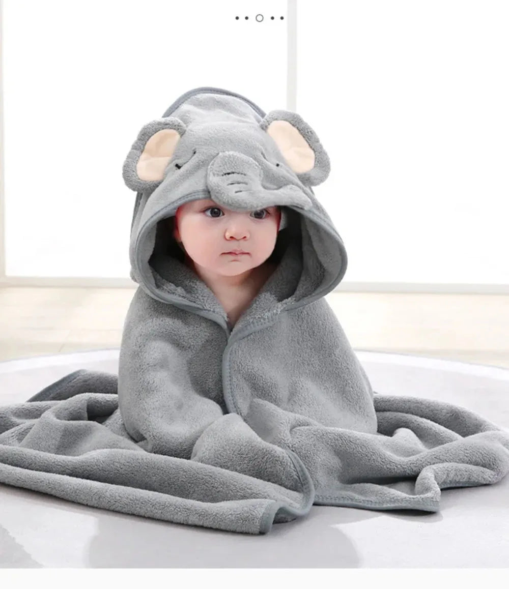 Hooded Coral Fleece Toddler Bathrobe & Towel