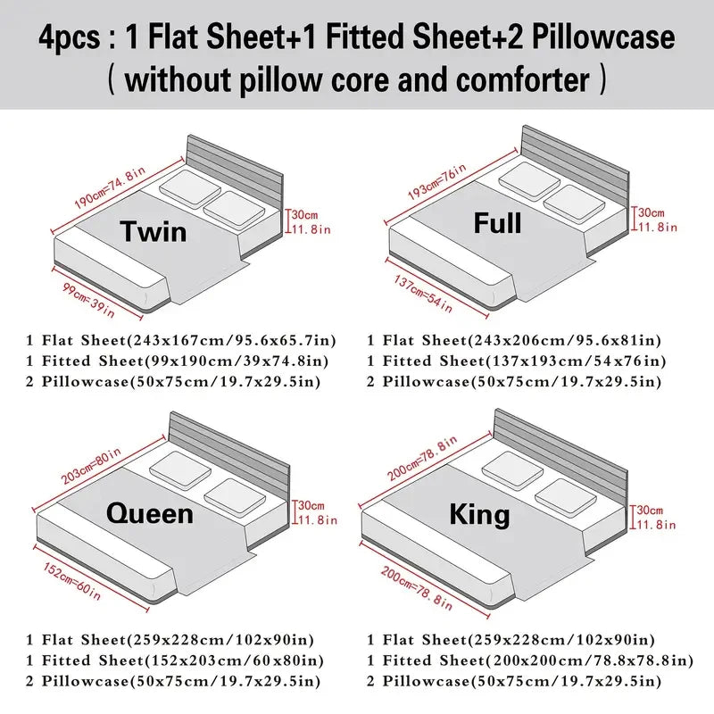 3-Piece Floral Fitted Sheet Set with 2 Pillowcases