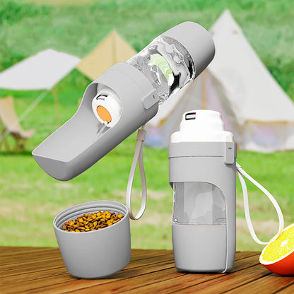 Portable Pet Water Bottle with Food Container – 2-in-1 Travel Feeder Bowl for Dogs & Cats