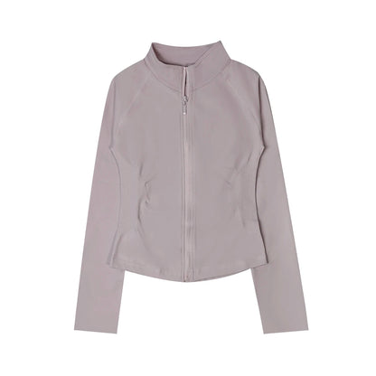 Women’s Zip-Up Sports Jacket — Seamless Long Sleeve Gym Activewear
