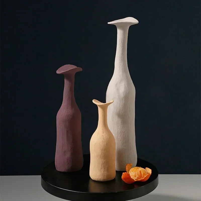 Nordic Handmade Ceramic Vase Textural Design for Modern Luxury Flower Vase Home Decor Elegant Decoration for Living Room Office