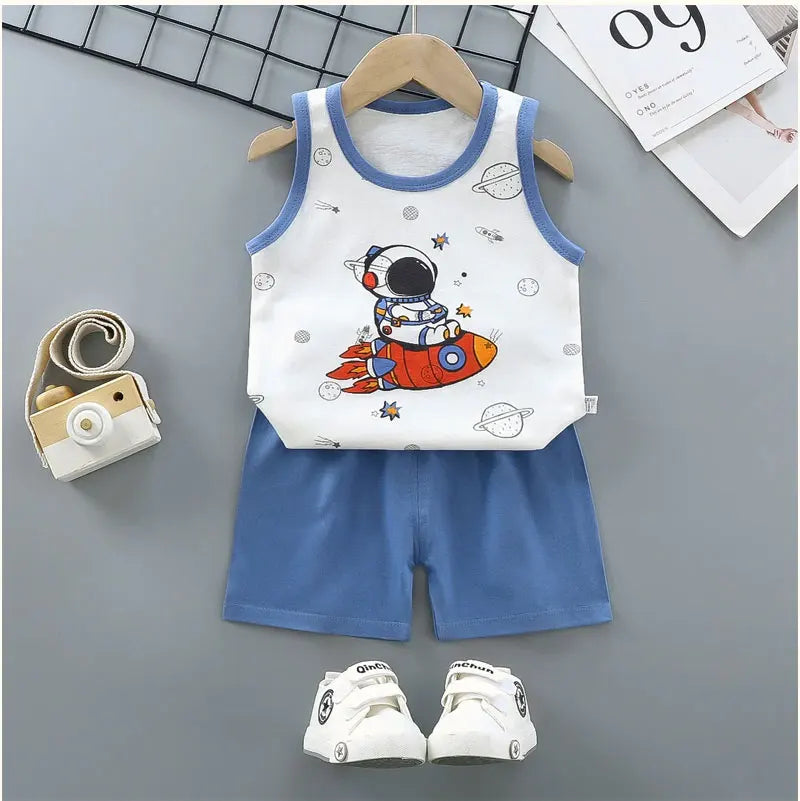 Cotton Tank Top & Shorts Vest Suit Set