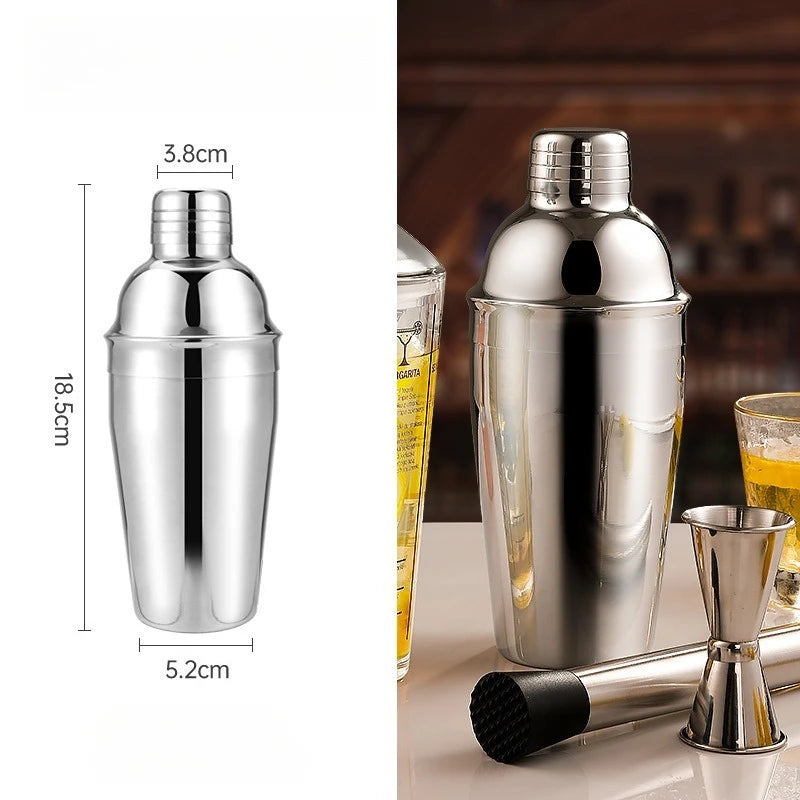 Cocktail Shaker 550ml Martini Shaker Stainless Steel Mixer Bartender Bottle with Built in Strainer Bar Shaker for Mixed Drinks