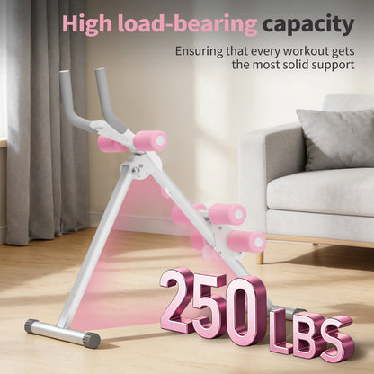Abdominal Ab Machine Trainer Core Workout Foldable Home Gym Equipment 4-Level Waist Toner with Knee Protection 250 lbs Capacity for Men & Women