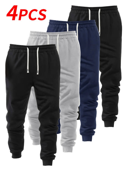 Men's 4-Piece Cuffed Sports Casual Pants — Comfortable Outdoor Jogger Set