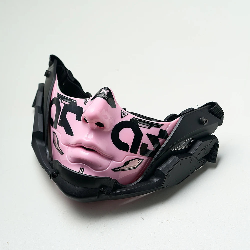JAUPTO Cyberpunk Mecha Half Mask Breathable Tactical Cosplay for Halloween Rave Streetwear