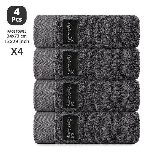 4-Pack 100% Cotton Towels, Soft & Comfortable, High Water Absorbency, Hair-Drying