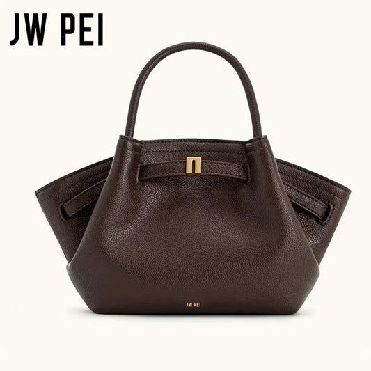 Minimalist Pebbled Leather Trapeze Tote, Top Handle