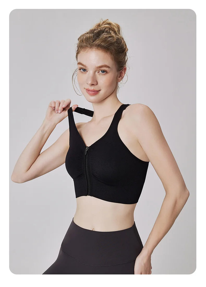 CZGUKE Women's Zipper Sports Bra Vest Plus Size Shock Resistant Bra Women's yoga Running Fitness Bra Women's Underwear