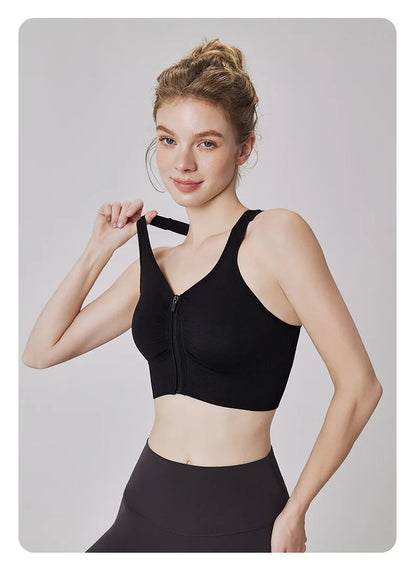 CZGUKE Women's Zipper Sports Bra Vest Plus Size Shock Resistant Bra Women's yoga Running Fitness Bra Women's Underwear