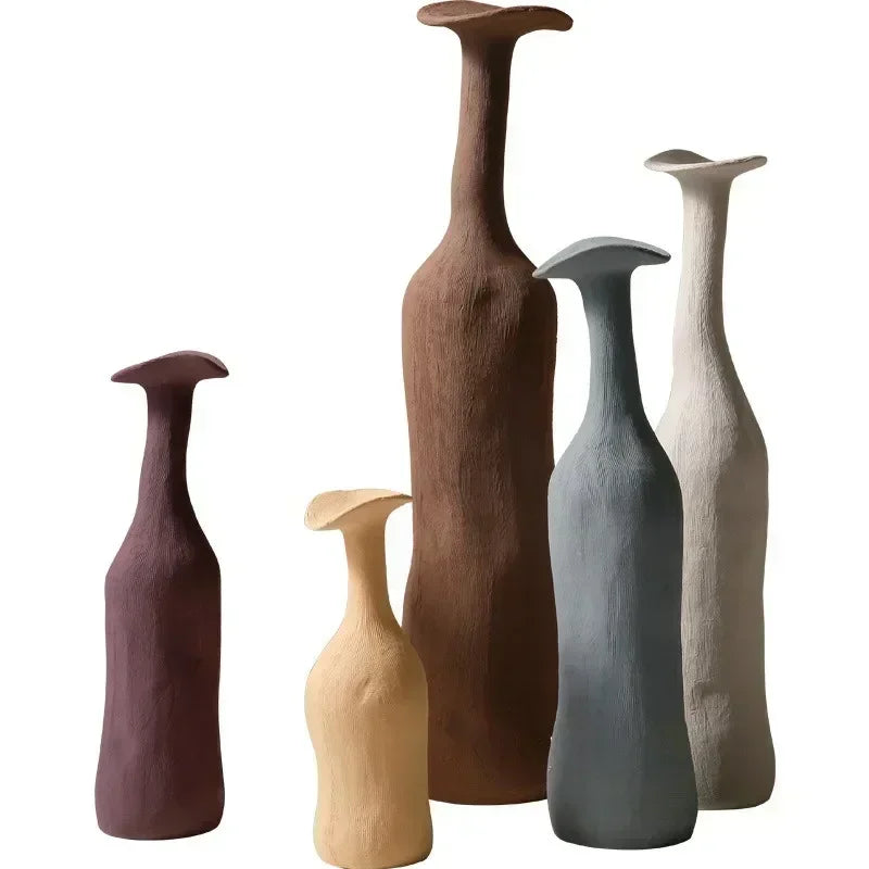 Nordic Handmade Ceramic Vase Textural Design for Modern Luxury Flower Vase Home Decor Elegant Decoration for Living Room Office