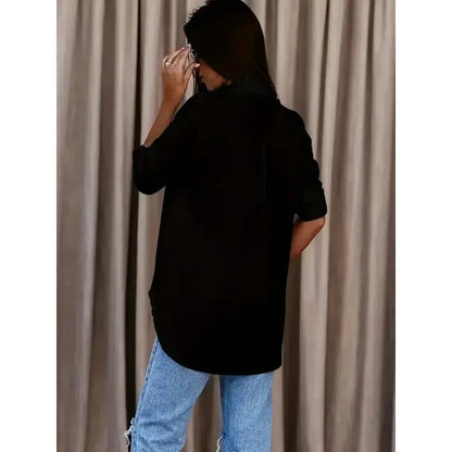 Women's Plus Size Formal Shirt — Long Sleeve Button Up Workwear Blouse