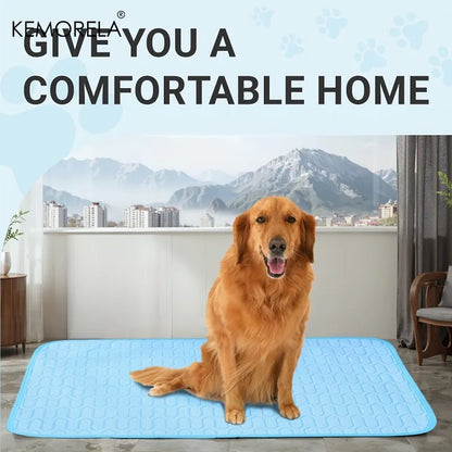 Ice-Cool Pet Cooling Mat & Bed — Breathable Sweat-Absorbent Fabric for Small, Medium & Large Pets